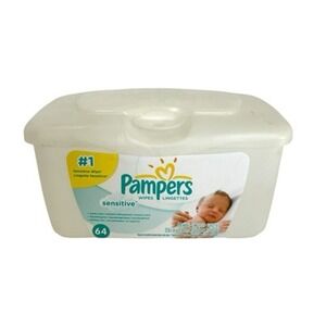 Pampers Sensitive Baby Wipes Plastic Pop Up Refillable Container 64 Count EMPTY
